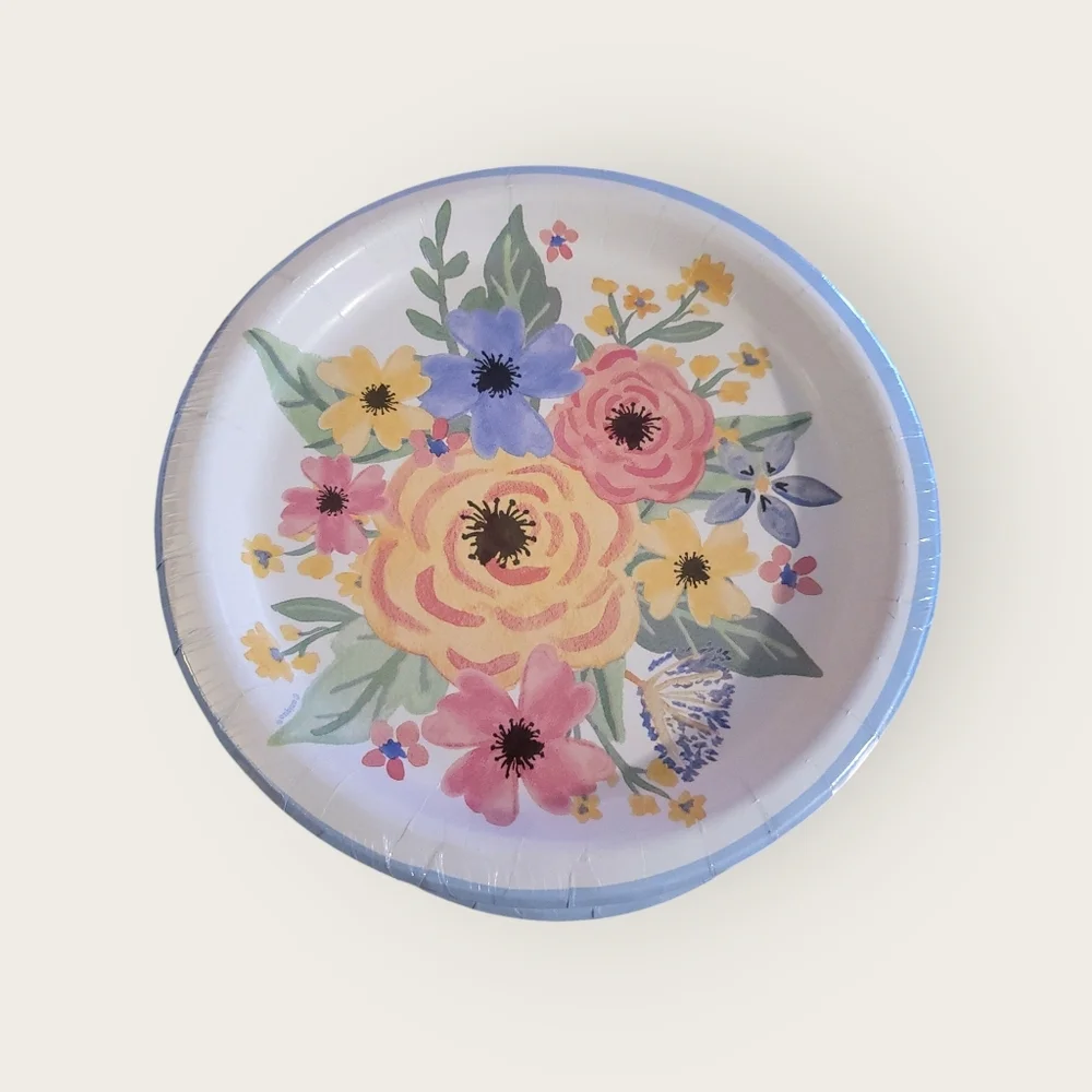 Spring Floral beautiful paper plates for parties, showers, tea parties or more!